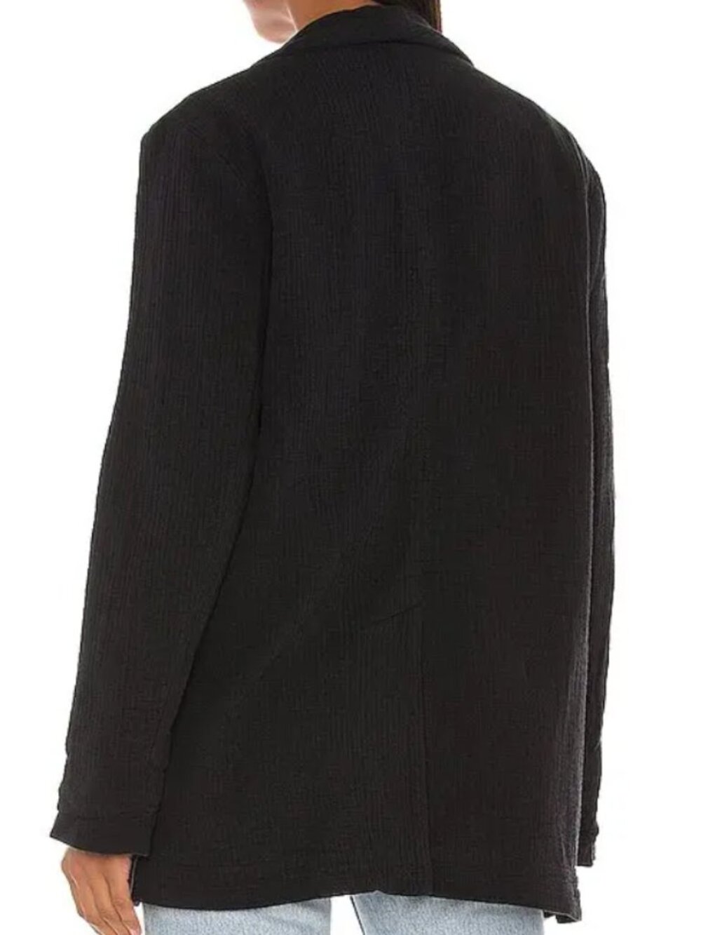 Free People Rowan Black Gauze Blazer L 100% Cotton - Picture 2 of 8